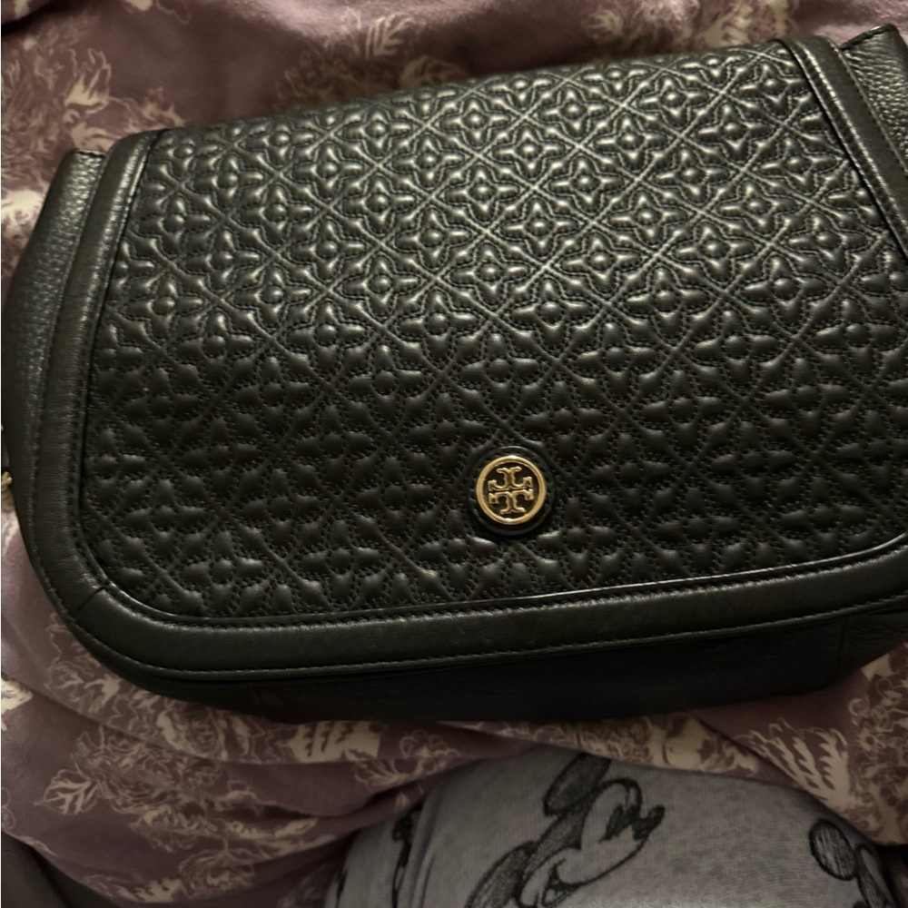 Tory Burch Black Embossed Shoulder Bag
